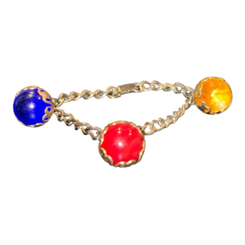 Vintage bracelet. 3 heavy beaded pendants. Please read details. J25